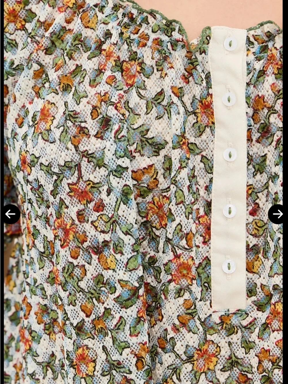 Free People Astra Peasant Top Floral Daisy Medium Summer Lightweight - Picture 7 of 8